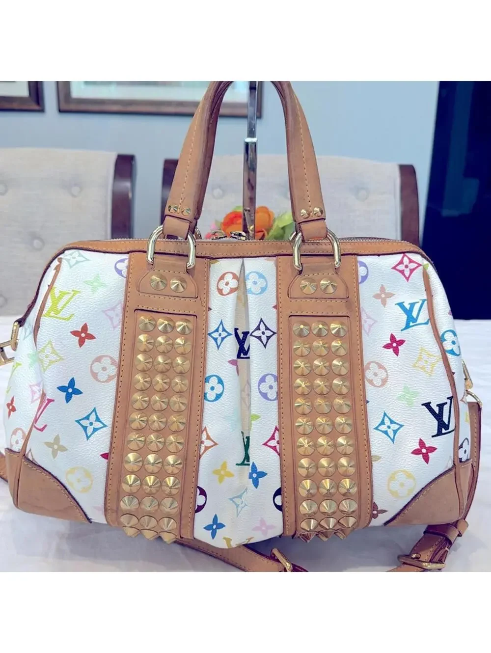 Authentic Louis Vuitton White Multicolor Courtney MM bag